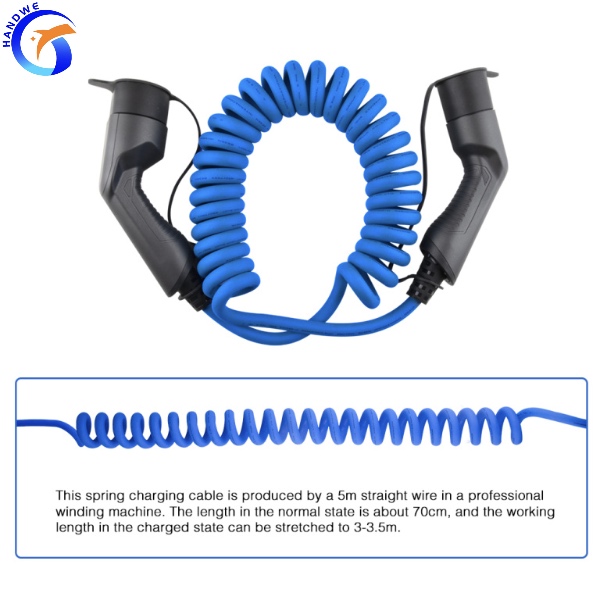 16A 3.6kW with 5m IEC 62196-2 to IEC 62196-2 Coiled Cable