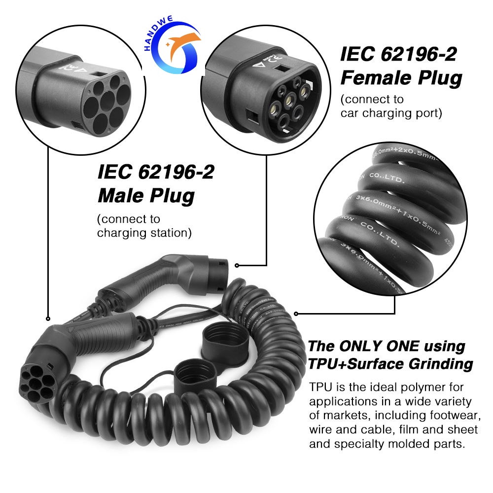 22kw EV Charging Cable Type 2 Charging Cable Spiral - China