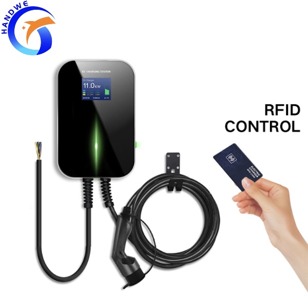 RFID Card EV Car Charging Station with 5m SAE J1772 Cable & IEC 62196 Cable